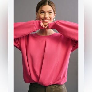 Maeve Pink Twist-Front Sweatshirt